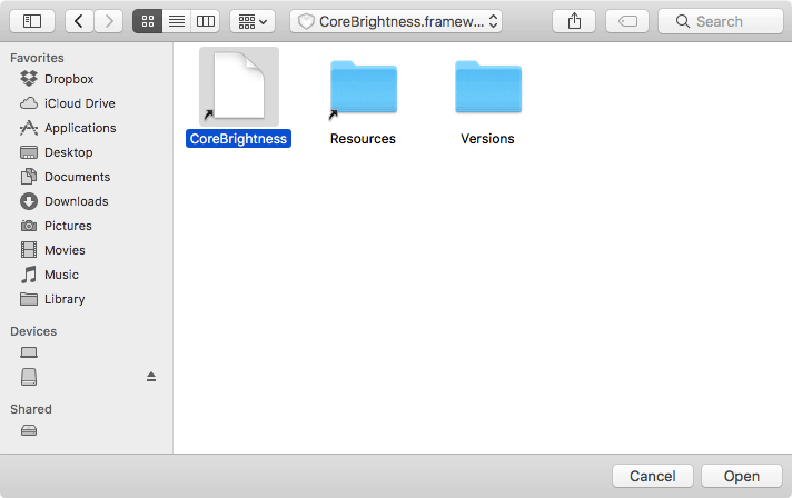 CoreBrightness ディレクトリ