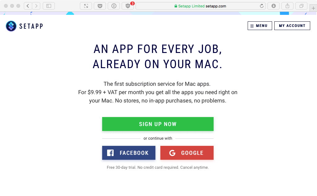 Setapp ウェブサイト