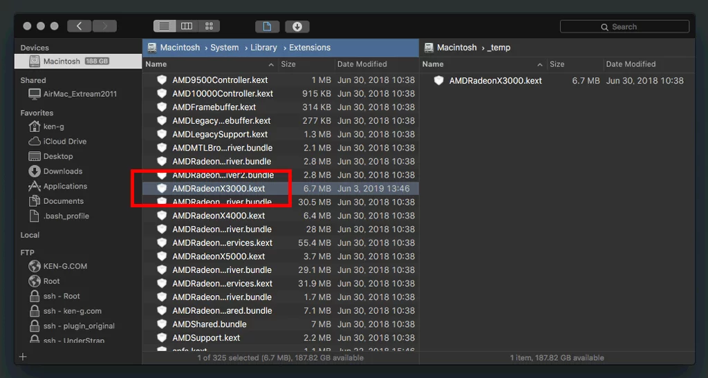 アップデートで復活したAMDRadeonX3000.kext