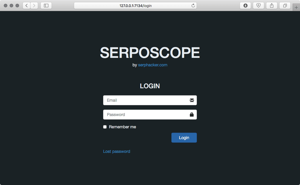serposcope ログイン画面